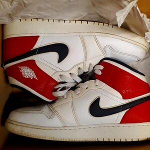 Air Jordan, 6Y, Air Jordan 1 MID (GS), White/Black-Gym Red
